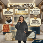 Waitu Wearable Blanket Sweatshirt Gifts for Women and Men, Warm and Cozy Giant Blanket Hoodie, Thick Flannel Blanket with Sleeves and Giant Pocket - Dark Gray